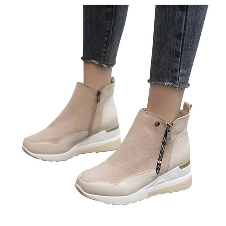 

Aayomet Boots For Women，Winter Boots For Women Fashion Colorblock Boots Thick-soled Shoes Short Wedges Platform Boots For Women