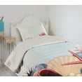 thumbnail image 2 of Ambesonne Ocean Quilted Coverlet 2 Pcs, Summertime Seaside Pearl, Twin Size, Red Beige Grey, 2 of 5