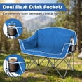 thumbnail image 2 of ELLEGNT Double Camping Chair with Cup Holders and Armrests – Heavy Duty Outdoor Lawn Chair, Includes Carry Bag, Blue, 2 of 10
