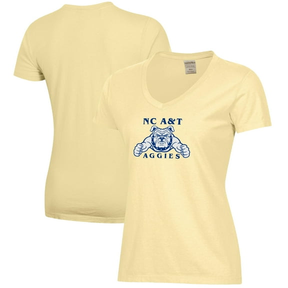 Women's  Gold North Carolina A&T Aggies Logo Comfort Wash V-Neck T-Shirt