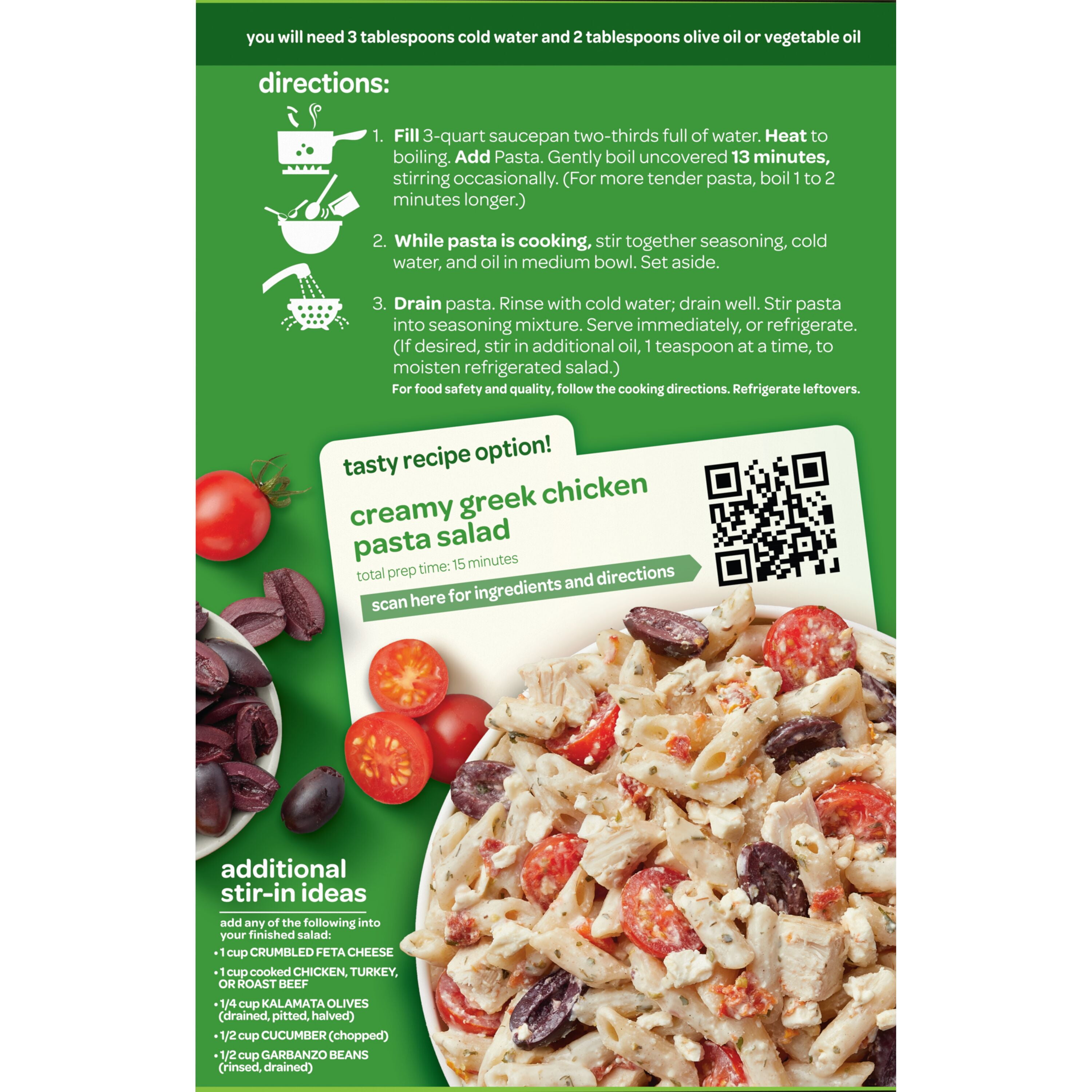 (3 pack) Suddenly Pasta Salad Greek with Tomatoes & Seasoning, 7.5 oz Box