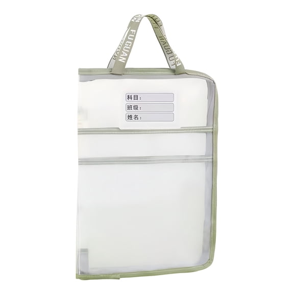 Yhmxh Nylon Document Bag with Handle, 180° Expandable Light Transparent Mesh File Tote Bag Pouch for Carrying Notepads Papers, File Storage Pouches for Office Supplies (Green)