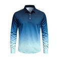 thumbnail image 2 of AKOEE Polos Golf Shirts for Men Gradient Color Button Collared Tops Sports Casual Long Sleeve Blouses, Navy S, 2 of 6