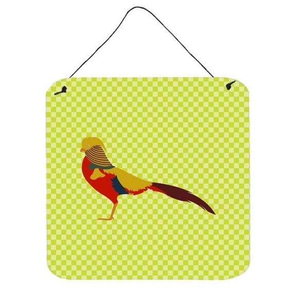Golden or Chinese Pheasant Green Wall or Door Hanging Prints, 6 x 6 in.