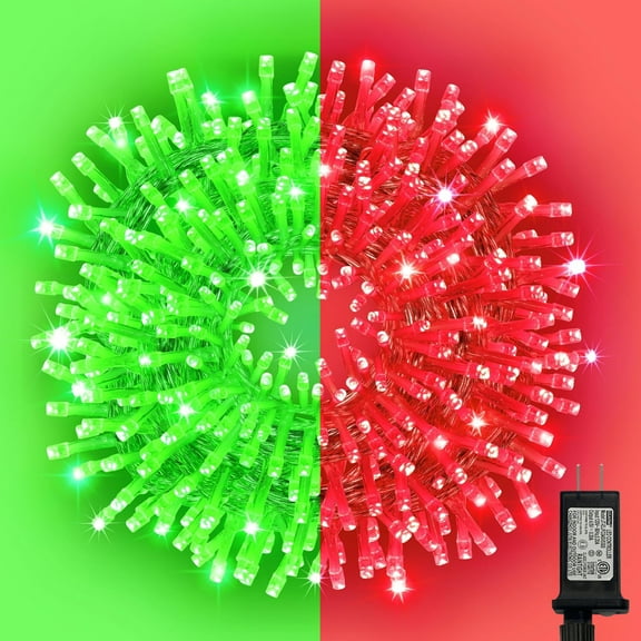 99FT 300 LED String Lights, Red/Green Fairy Lights Plug in, 16 Modes Transparent Wire, 29V Low Voltage for Indoor Outdoor Christmas Wedding Party Decoration