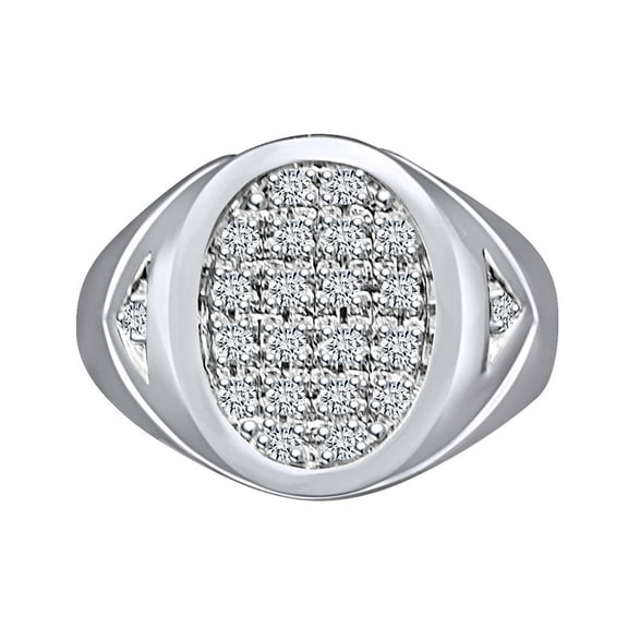 AFFY 1/4 Carat Round Shape White Natural Diamond Men's Anniversary Ring 10K White Gold (0.25 Ctw)
