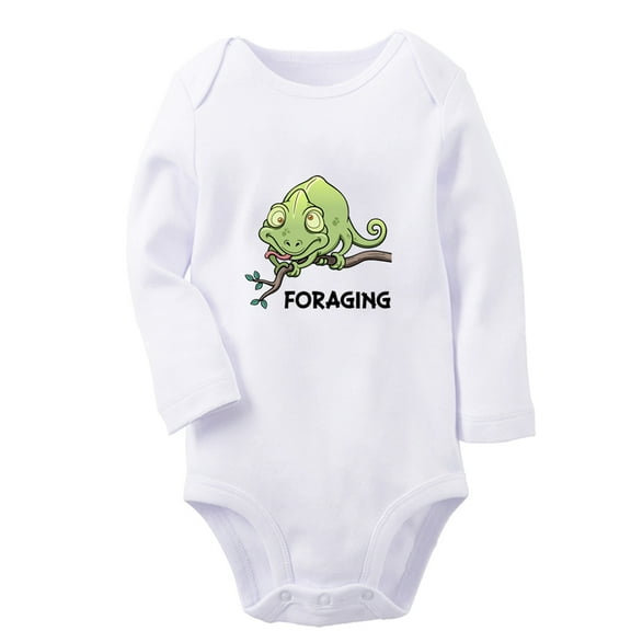 iDzn Foraging Funny Rompers, Newborn Baby Unisex Bodysuits, Infant Animal Lizard Graphic Jumpsuits, Toddler Kids Long Sleeve Oufits (White, 0-6 Months)