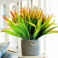thumbnail image 2 of Zukuco 4pcs Artificial Fake Grass Plants Faux Fake Grasses Plastic Plant Greenery (Orange Green), 2 of 5