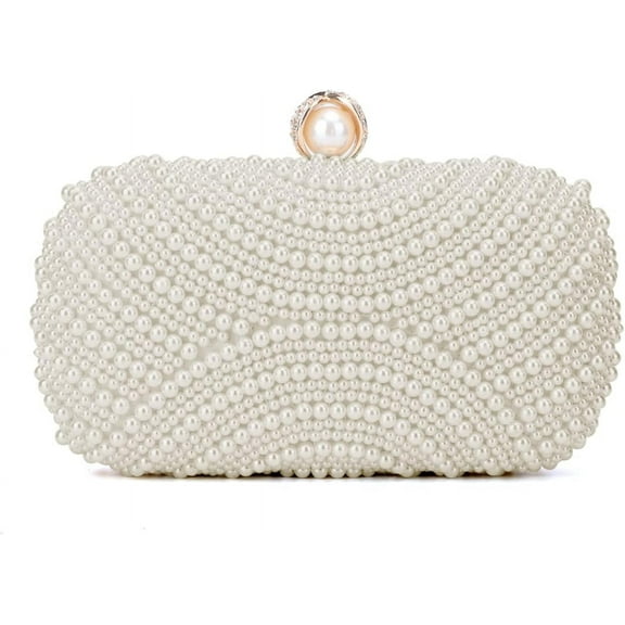 White Pearl Clutch Purses for Women Wedding Bride Pearl Evening Bag Party Clutch Wallet Tote Handbag