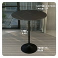 thumbnail image 4 of LeisureMod 36" Round Bar Height Dining Table with Sintered Stone Top Pub Table and Black Stainless Steel Pedestal Base for Modern Kitchen and Dining Room Verve Collection in Black Marbleized, 4 of 8