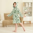 thumbnail image 4 of FORMRS Niños Bathrobe Unisex Hooded Robe Soft Plush Pajamas Sleepwear, Size 7-9T, Green Floral, 4 of 7