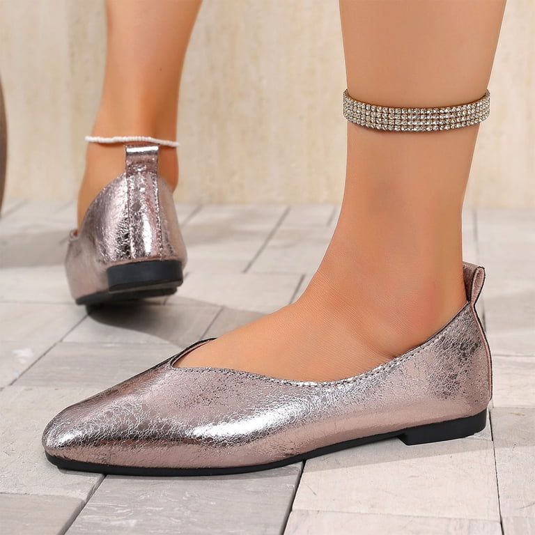 slim fit dress slacks Nina Little and Big Girls Rose Glitter Ballet Flats - Gold