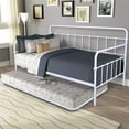thumbnail image 2 of White Twin Metal Trundle Bed Frame, SEGMART Twin Trundle Beds with Trundle Included, Daybed & Trundle with Metal Slat Support, Twin Daybed for Adults Kids Teens, Bed Frame No Box Spring Needed, 2 of 9