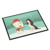 Carolines Treasures CK2074JMAT Brown English Springer Spaniel Snowman Christmas Door Mat Indoor Rug or Outdoor Welcome