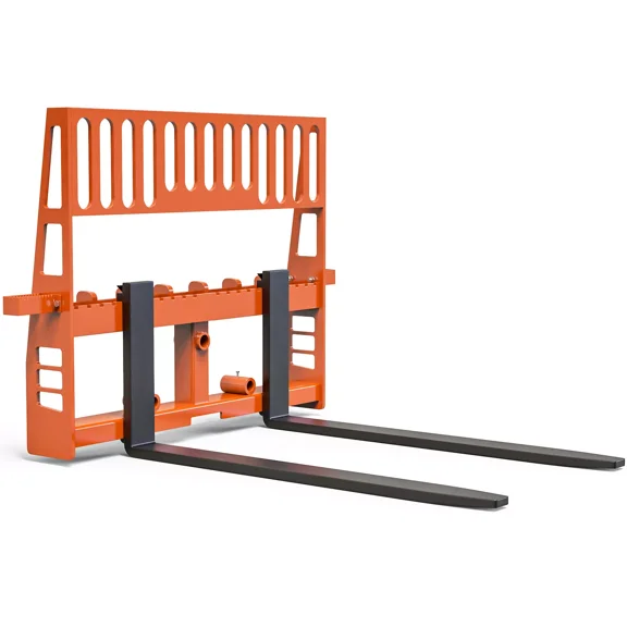 Dextrus 48" Skid Steer Pallet Fork Frame Orange Attachment with Heavy-Duty Blades 4000lbs steel