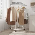 thumbnail image 2 of Auto Beyond Rolling clothes rack, freestanding indoor/outdoor garment stand with wheels, circular design, clothing storage rack, suitable for retail stores and bedrooms-White, 2 of 5