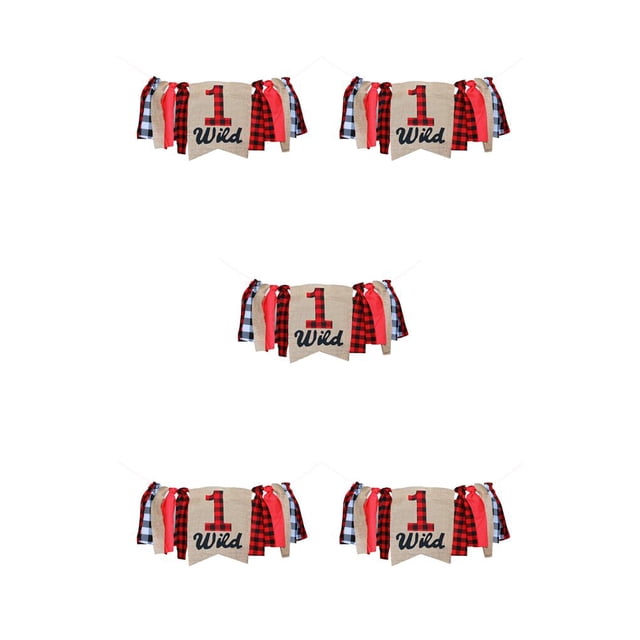 Injueey Feliz cumpleaños Banner Primer cumpleaños Decoraciones Suministros para fiestas Universal Plaid Camping Streamers Photo Props Celebración Type2 NO2