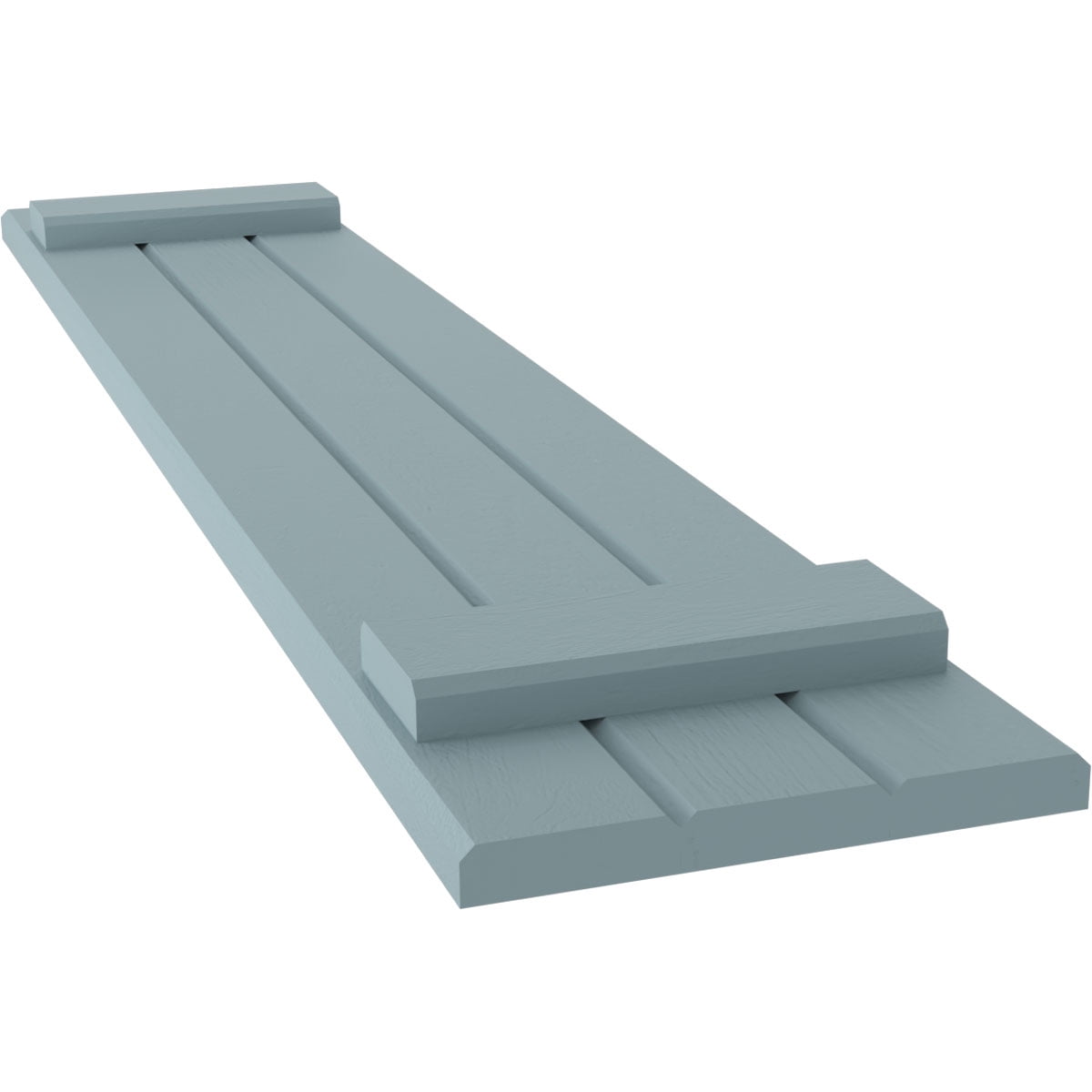 Ekena Millwork 10 1/2"W x 58"H Americraft Three Board (2 Batten) Exterior Real Wood Joined Board-n-Batten Shutters (Per Pair), Peaceful Blue