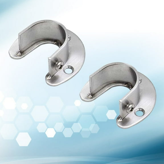 MLINS Heavy Duty Stainless Steel Closet Pole Socket with U Brackets for Easy Curtain Hanging Silver 2 Pack