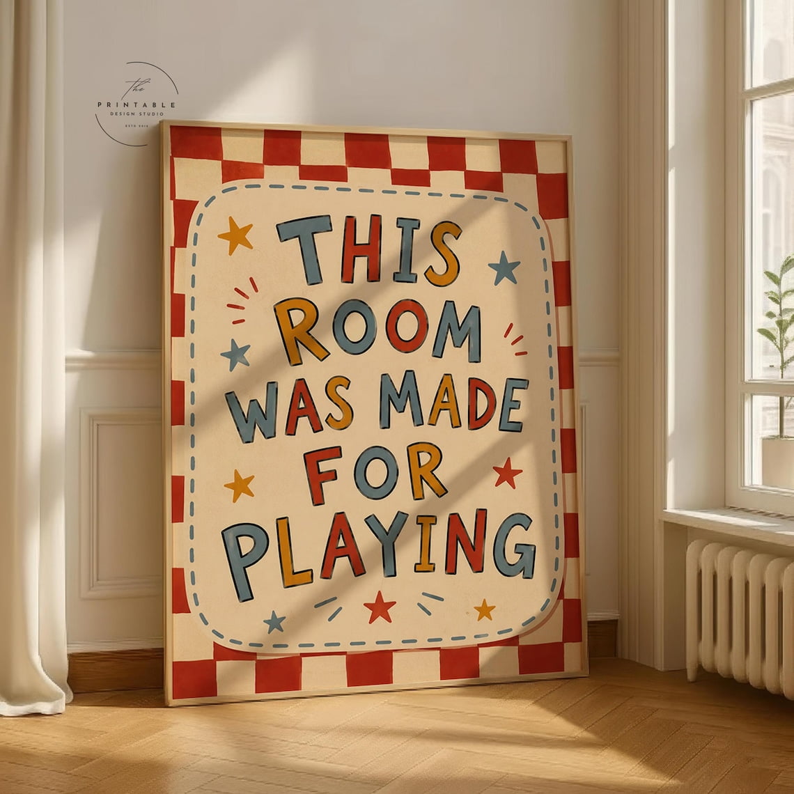 This Room Was Made For Playing Print Retro Playroom Wall Art Colorful Typography Fun Nursery Decor