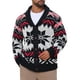 thumbnail image 4 of Suéter de punto con botones y cuello chal de manga larga para hombre 2XL negro rojo, 4 of 6