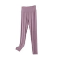 thumbnail image 2 of ylioge M-5X Plus Size Pajama Pants for Women Elastic High Waisted Modal-Trousers Womens Casual Solid Color Stretchy Straight Leg Homewear Pajamas Pant, 2 of 5