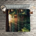 thumbnail image 2 of Ambesonne Nature Quilted Coverlet 3 Pcs, Nevada Morning Sun, Queen Size, Green Brown, 2 of 2