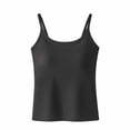 thumbnail image 3 of Tqcoqu Plus Size Tank Tops with Built in Bras for Women Spaghetti Strap Camisole Casual Padded Sleeveless Ribbed Shirts,Black,Women's M-XXXXL, 3 of 6