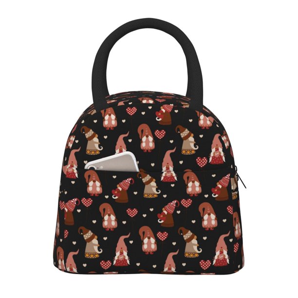 Balery Valentine Gnome Bolsa de Almuerzo para Mujeres, Caja de Almuerzo, Bolsa de Almuerzo Pequeña Impermeable, Tote de Almuerzo Reutilizable con Gran Capacidad