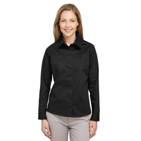 Harriton M585LW Ladies' Advantage IL Long-Sleeve Workshirt - BLACK - 3XL