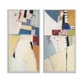 thumbnail image 2 of Designart "Resurfacing Memories Retro Collage I" Abstract Painting Framed Wall Art Set Of 2 - Modern Blue Frame Gallery Set For Office Decor, 2 of 6
