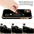 thumbnail image 3 of Compatible with iPhone 11 Case for Women Girls, Bling Luxury Plated Bumper with Cute Love-Heart Design, Adjustable Hand Strap Stand, Raised Edges Shockproof Protection for iPhone 11 - Black, 3 of 16
