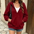 thumbnail image 3 of cocolona Pullover Hoodies for Women Deep V Neck Long Sleeve Trendy Sweatshirts Casual Solid Color Tops, 3 of 7