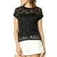 thumbnail image 1 of Top de encaje floral Allegra K transparente para mujer Negro S, 1 of 6