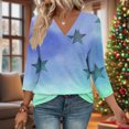 thumbnail image 2 of Cavosen Blouse for Women 3/4 Sleeve V Neck Cute Sweatshirt Star Lightweight Oversized Pullover Soft Spring Orleans Party Tops, 2 of 7