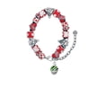 thumbnail image 2 of Silvertone Wide Lime Green Zebra Print Band Spinner Red Christmas Bead Bracelet, 2 of 4
