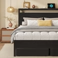thumbnail image 6 of Queen Bed Frame with Headboard & Footboard, Bed Frame with Built-in Charging Station & LED Light, 2 Drawers, Storage Shelf, Noise-Free, No Box Spring Needed, Easy Assembly, Classic Black, 6 of 9