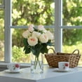 thumbnail image 3 of 13" Artificial Silk Rose Flowers in Glass Vase with Faux Water, 3 of 5