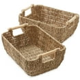 thumbnail image 2 of Casafield (Set of 2) Seagrass Oval Storage Baskets with Wooden Handles - Large Woven Bin Organizers, 2 of 7