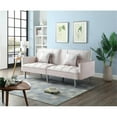 thumbnail image 2 of Legend Vansen 75.6" Convertible Modern Wood & Velvet Fabric Sofa Bed in Beige, 2 of 8