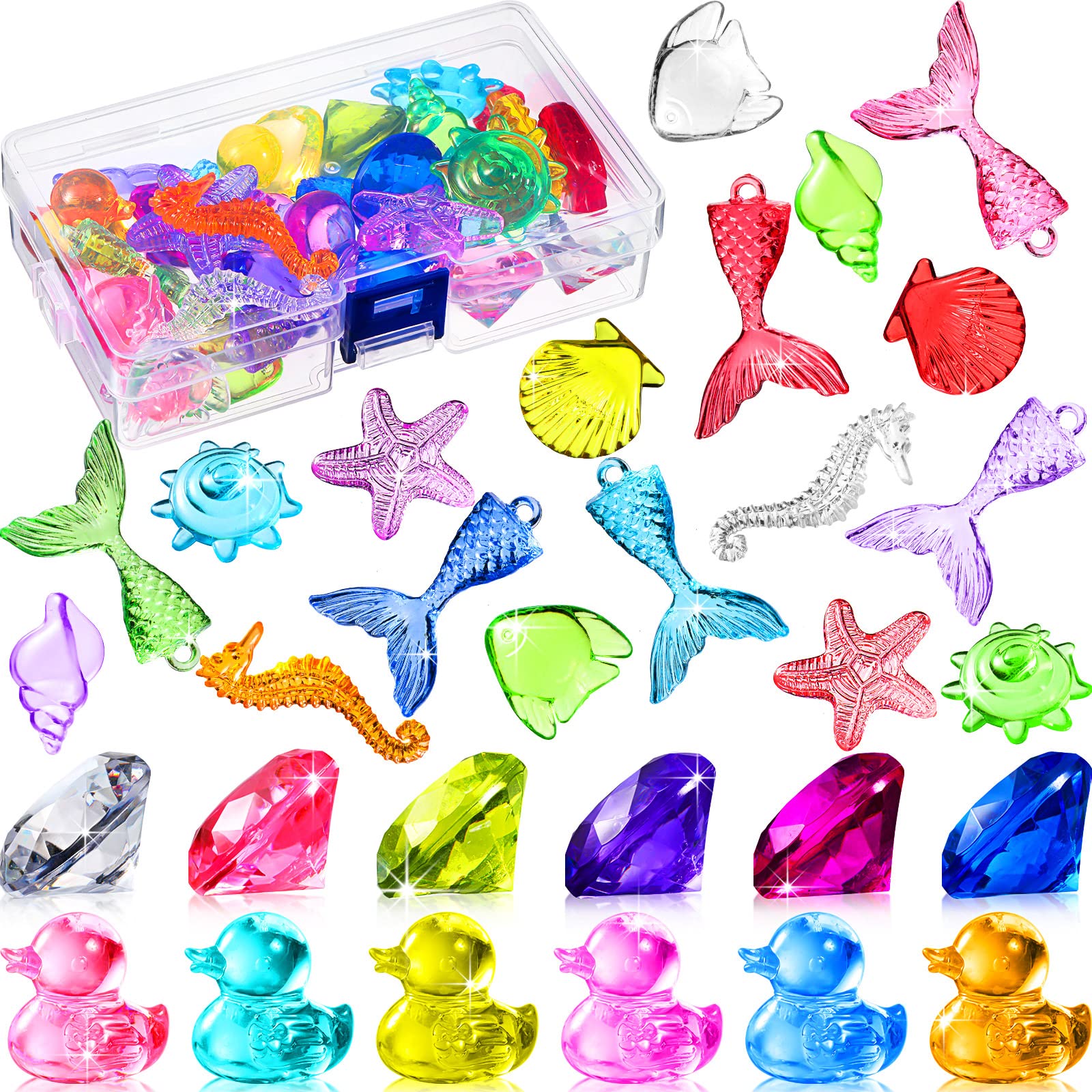 Wettarn 30 Pcs Diving Gem Pool Toy Colorful Diamon