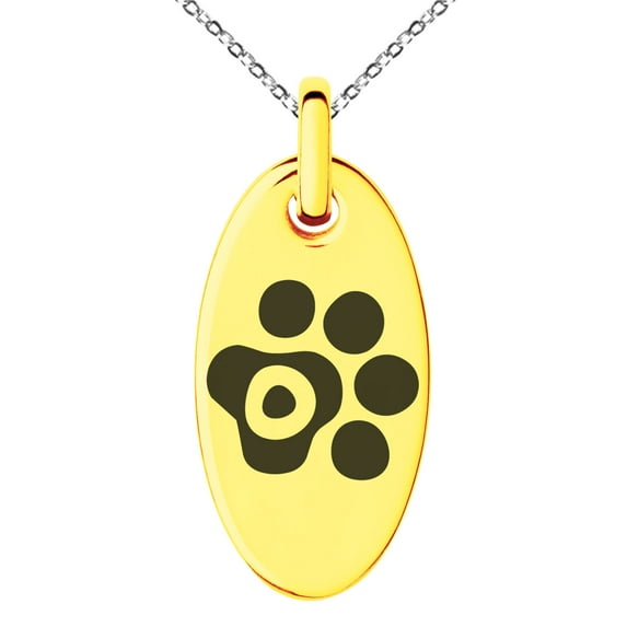 Stainless Steel Letter O Initial Cat Dog Paws Monogram Engraved Small Oval Charm Pendant Necklace