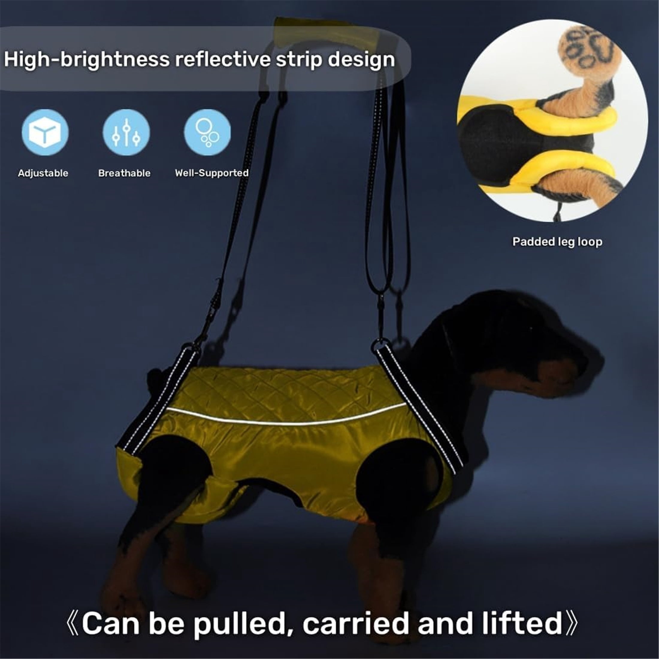 UOSIA Dog Lift Harness,Dog Lift Sling,Full Body Dog Lifter Vest Harness Can be Pulled
