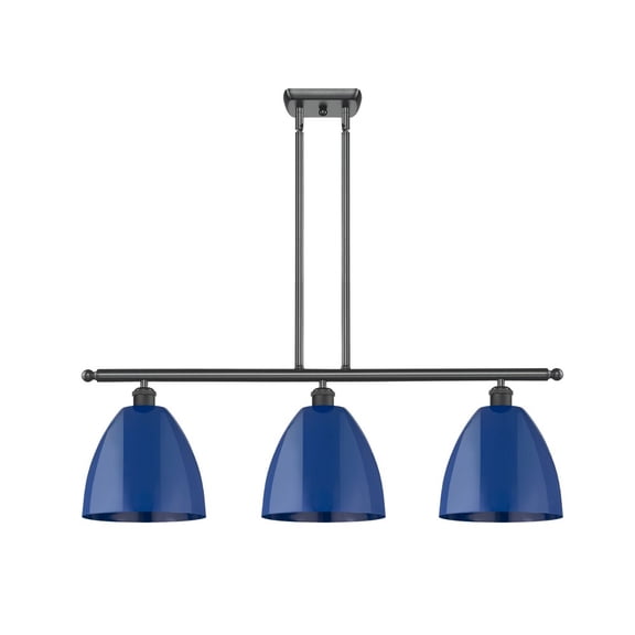 516-3I-BK-MBD-9-BL Innovations Lighting Plymouth Dome - 3 Light Island In Industrial Style-12.38 Inches Tall and 36 Inches Wide-Matte Black