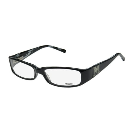 Lens Shiny Black Frame New Missoni 03901 Womens/Ladies Designer Full-Rim Black Affordable Signature Shiny Logo Frame Demo Lenses 54-16-130 Spring Hinges Eyeglasses/Eye Glasses ()