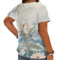 thumbnail image 2 of CLOOCL Retro Women Blouses Lotus Painting 3D Printed Short Sleeve Shirts Oversized, 2 of 6