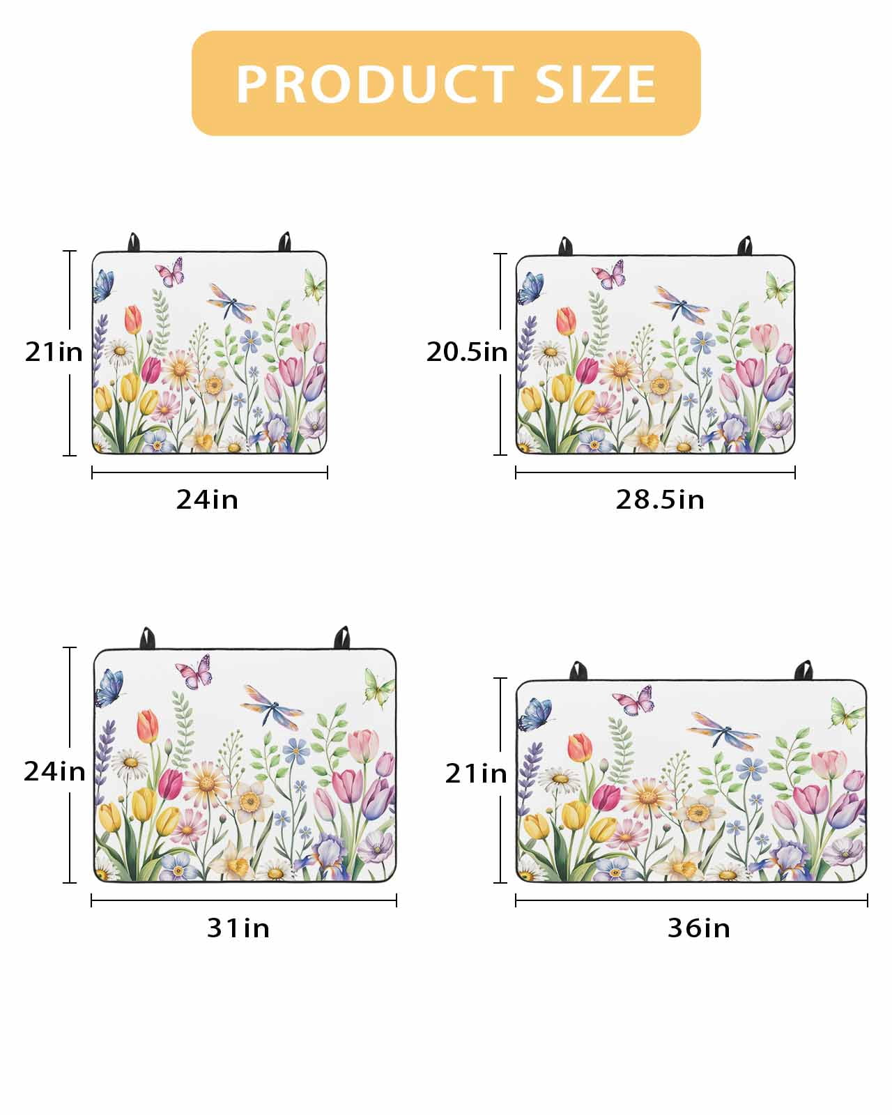 Large Induction Cooktop Protector Mat Wildflowers Stove Top Covers for Electric Stove, Spring Country Tulip Butterfly Floral Leaf Decorative Stove Burner Cover Mats, Glass Top Stove Cover