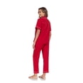 thumbnail image 2 of EA'S SECRET Womens 100% Cotton Pajamas Set Short Sleeve & Long Pants Pjs Set Button Down Sleepwear with Pockets(Cherry,XL), 2 of 8