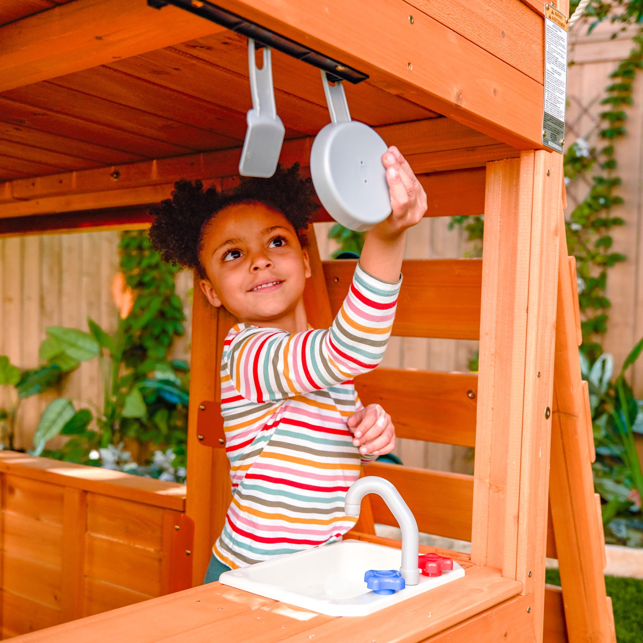 KidKraft Falcon Ridge Wooden Swing Set / Playset with Kitchen, Slides and Glider
