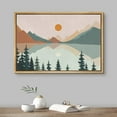 thumbnail image 2 of PixonSign Framed Canvas Print Wall Art Pastel Mountain Tree Forest Lake Nature Wilderness Illustrations Modern Art Decorative Boho Minimal Relax/Zen - 16"x24" Natural, 2 of 5